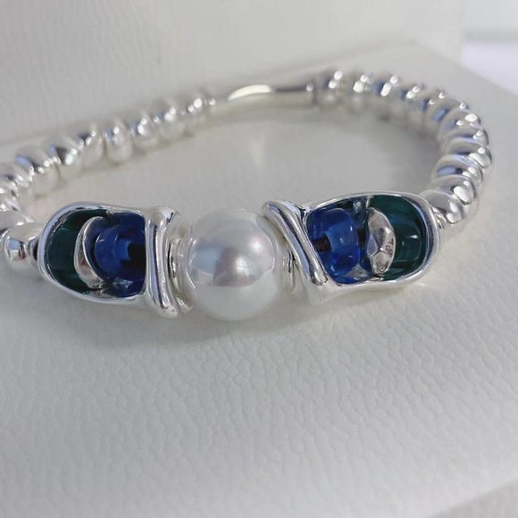 Uno de 50 Silver bracelet - CORALLINE Bracelet alloy /Faux Pearl / Glass Crystal - Picture 6 of 7